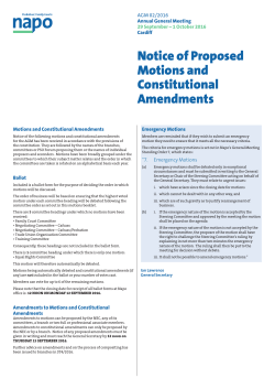 Notice of Proposed Motions and Constitutional Amendments