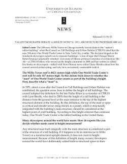 The Willis Tower roof is 442.1 meters high while One World Trade