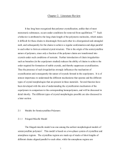 MORPHOLOGY, CRYSTALLIZATION AND MELTING BEHAVIORS