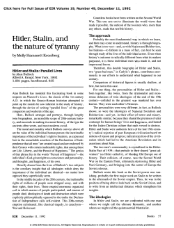 Hitler, Stalin, and the Nature of Tyranny