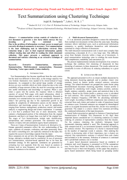 Text Summarization using Clustering Technique