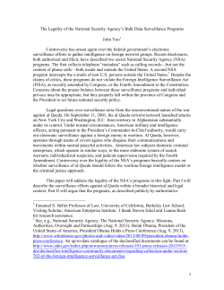 1 The Legality of the National Security Agency`s Bulk Data