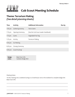 Cub Scout Meeting Schedule