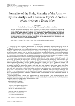 Formality of the Style, Maturity of the Artist