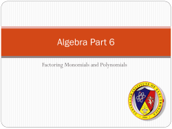 Algebra Part VI 8-9-2011