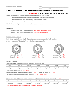 Unit 2 &bull; What Can We Measure About Chemicals?