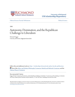 Autonomy, Domination, and the Republican Challenge to Liberalism