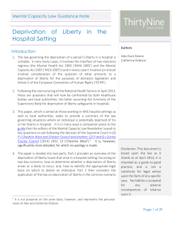 Deprivation of Liberty in the Hospital Setting