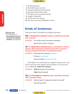 Kinds of Sentences - easthanoverschools.org