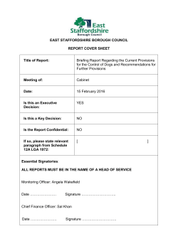 Briefing Report Regarding the Current Provisions for the