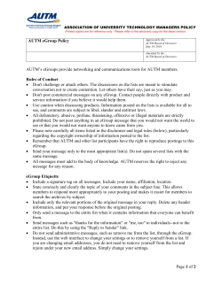 Page 1 of 2 AUTM eGroup Policy AUTM`s eGroups provide