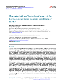 Characteristics of Lactation Curves of the Kenya Alpine