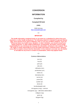 CONVERSION INFORMATION