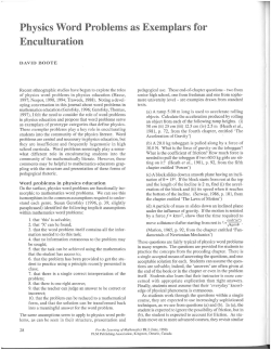 Physics Word Problems as Exemplars for Enculturation