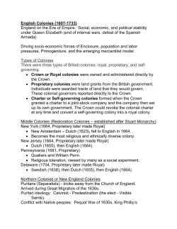 English Colonies (1607-1733) England on the Eve of Empire: Social