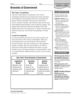 Lesson 1 Branches of Government