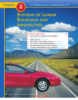 Chapter 2: Systems of Linear Equations and Inequalities