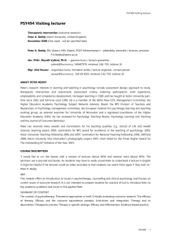 PSY494 Visiting lecturer