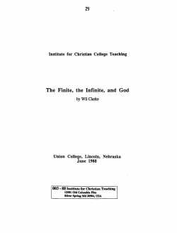 The Finite, the Infinite, and God - The Institute for Christian Teaching