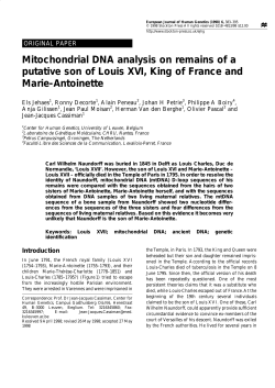 Mitochondrial DNA analysis on remains of a putative son of Louis