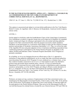 Griffin v Coughlin - Supreme Court Rules AA a Religion