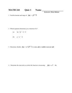 MATH 241 Quiz 1 Name