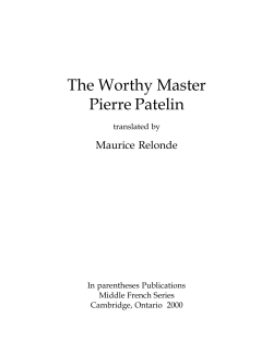 The Worthy Master Pierre Patelin