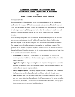 Autodesk Inventor 10 Essentials Plus Instructors Guide