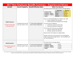 2017 New Employee Benefits Summary &ndash; Experienced Drivers