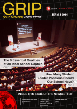 TERM 3 2014 The 6 Essential Qualities of an Ideal School Captain