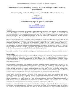 Manufacturability and Reliability Screening of Lower Melting Point