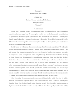 Lesson 2 Preferences and Utility