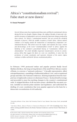 Africa`s &ldquo; constitutionalism revival &rdquo; : False start or