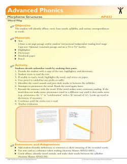 Advanced Phonics - Florida Center for Reading Research