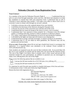 Nebraska Chrysalis Team Registration Form