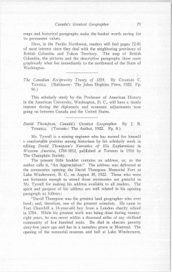 Canada`s Greatest Geographer The Canadian Reciprocity Treaty of