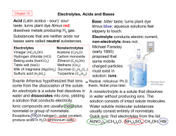 Electrolytes, Acids and Bases Acid (Latin acidus
