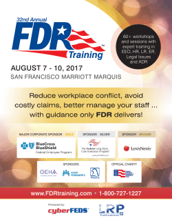 AUGUST 7 - 10, 2017 - Federal Dispute Resolution Training