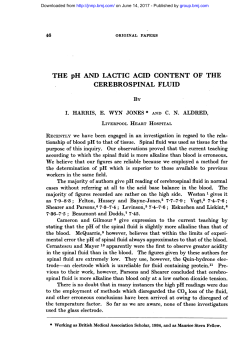 The pH and Lactic Acid Content of the Cerebrospinal Fluid