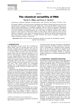 The chemical versatility of RNA - Philosophical Transactions of the