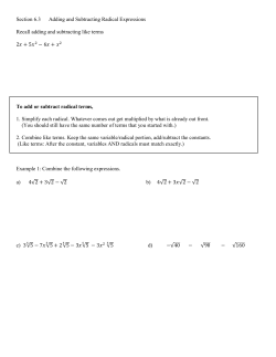 Section 6.3 Adding and Subtracting Radical Expressions Recall