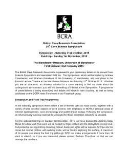 Saturday 31st October, 2015 Field trip - Sunday 1st No