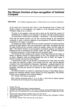 The Stimson Doctrine of Non-recognition of Territorial