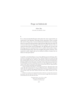 Frege on Indexicals - UC Davis Philosophy