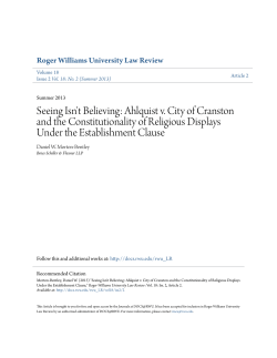 Seeing Isn`t Believing: Ahlquist v. City of Cranston