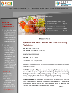 Qualification Pack- Squash and Juice Processing Technician
