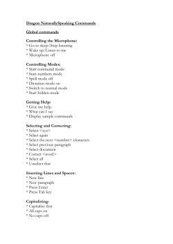 Dragon NaturallySpeaking Commands Global commands Controlling the