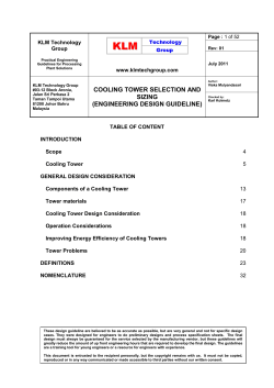 cooling tower selection and sizing (engineering