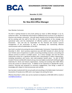BCA NOTICE Re: New BCA Office Manager