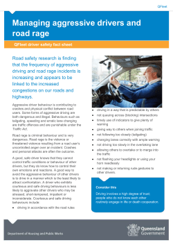 Managing aggressive drivers and road rage